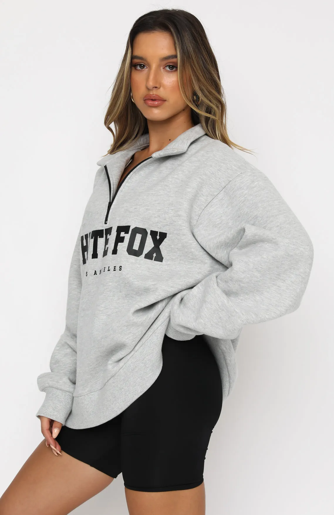 High Standard Zip Front Sweater Grey Marle sold by White Fox Boutique product image thumbnail 3