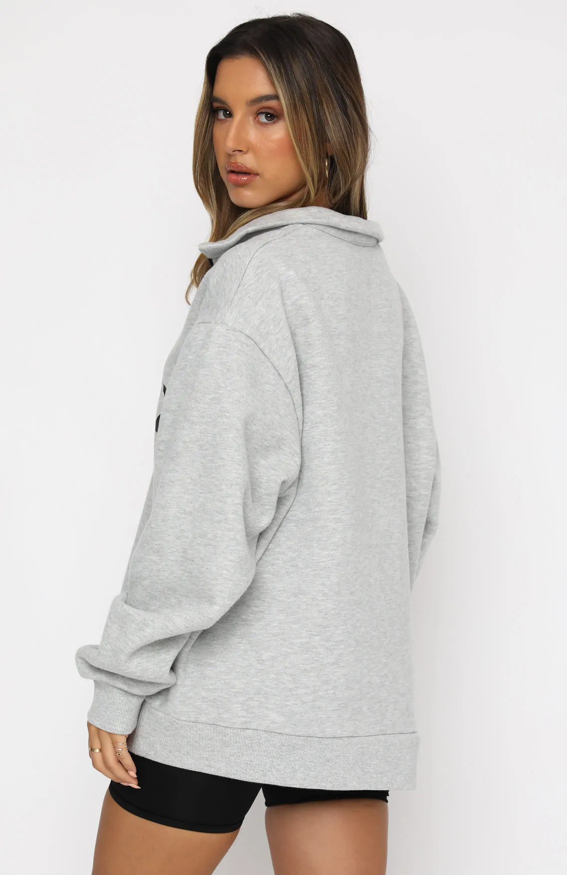 High Standard Zip Front Sweater Grey Marle sold by White Fox Boutique product image thumbnail 4