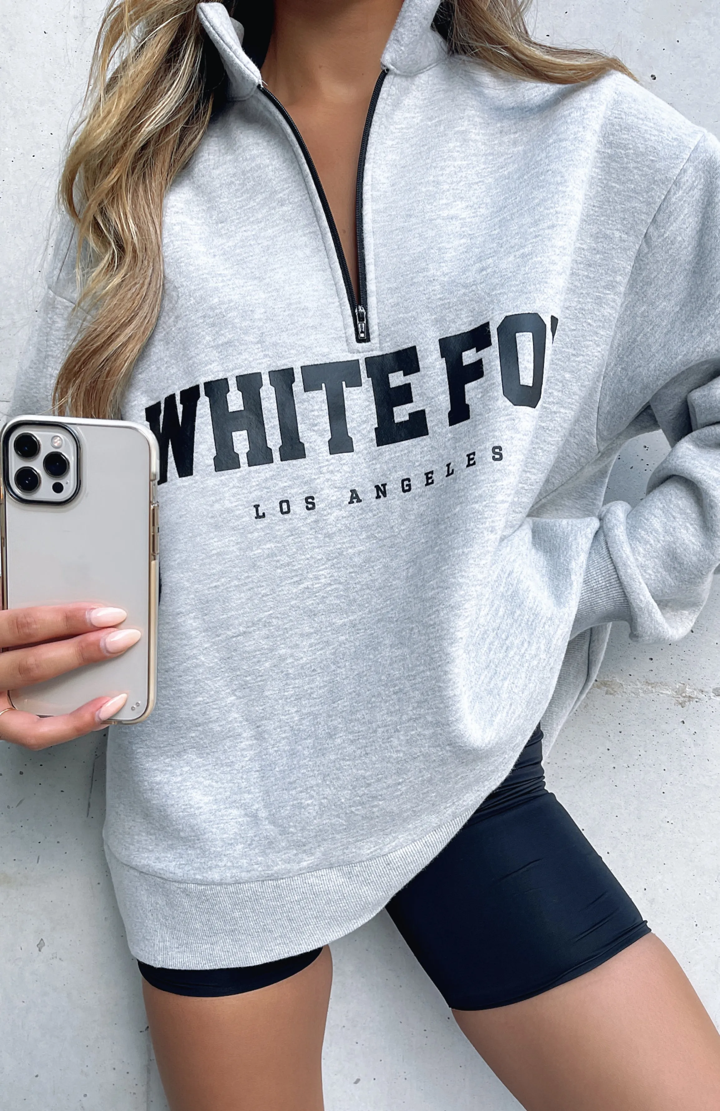 High Standard Zip Front Sweater Grey Marle sold by White Fox Boutique product image thumbnail 5