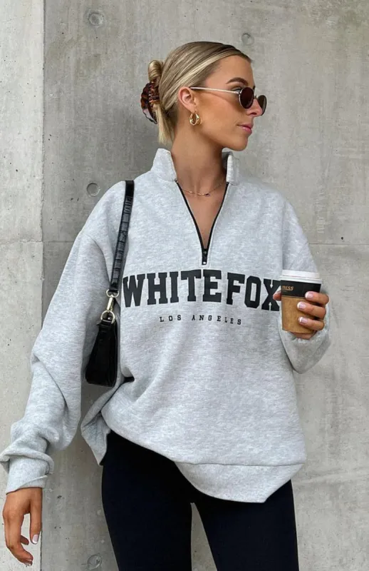 High Standard Zip Front Sweater Grey Marle sold by White Fox Boutique