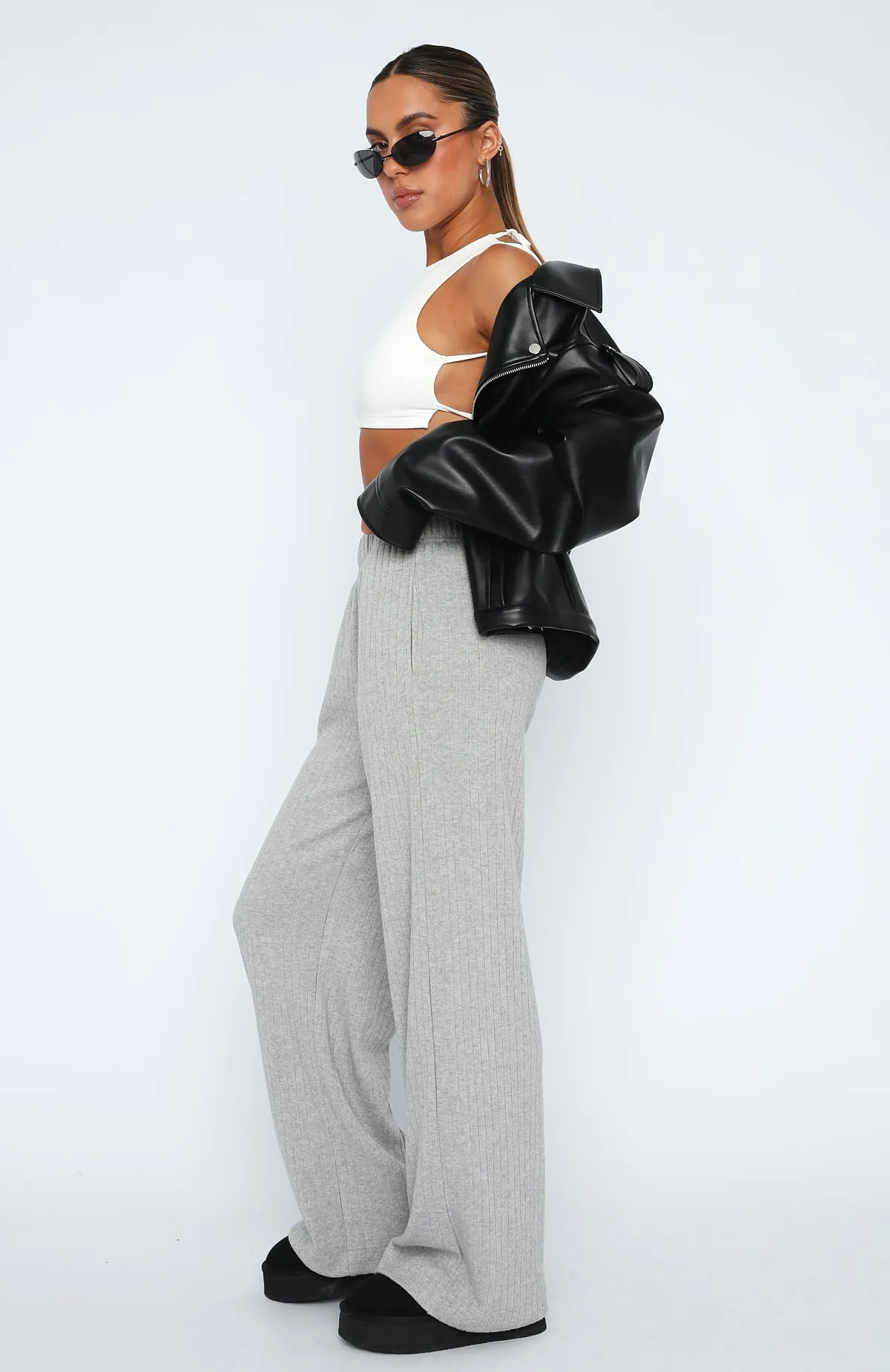 Someone Else's Problem Pants Grey Marle sold by White Fox Boutique product image thumbnail 3