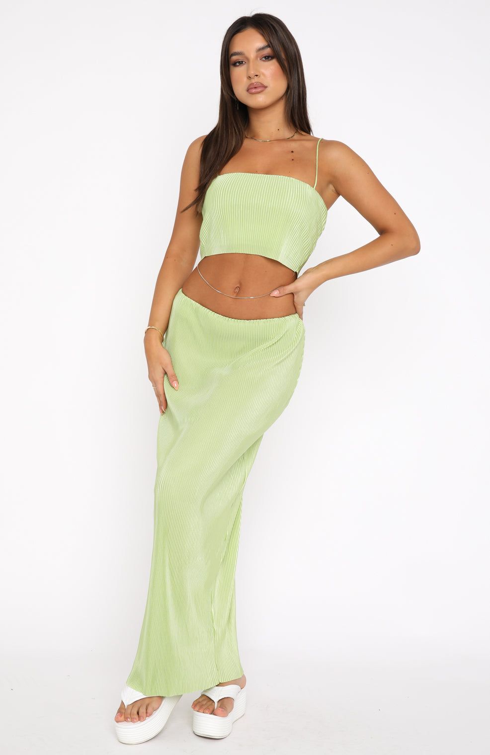 Look Here Maxi Skirt Lime sold by White Fox Boutique product image thumbnail 5