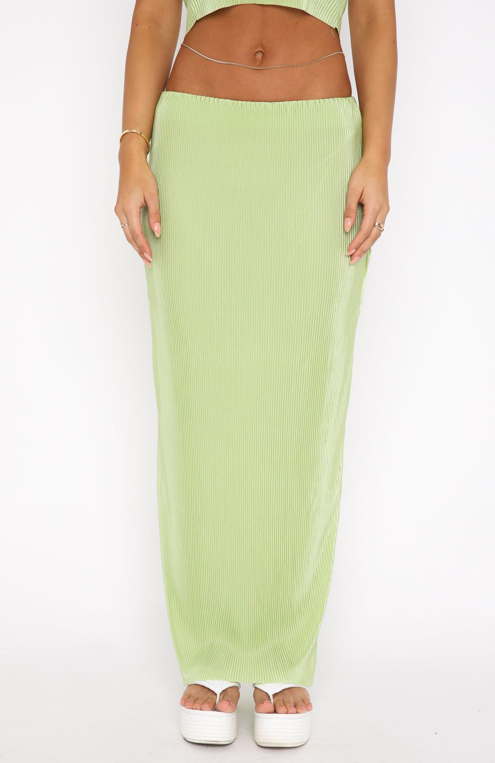 Look Here Maxi Skirt Lime sold by White Fox Boutique product image thumbnail 2