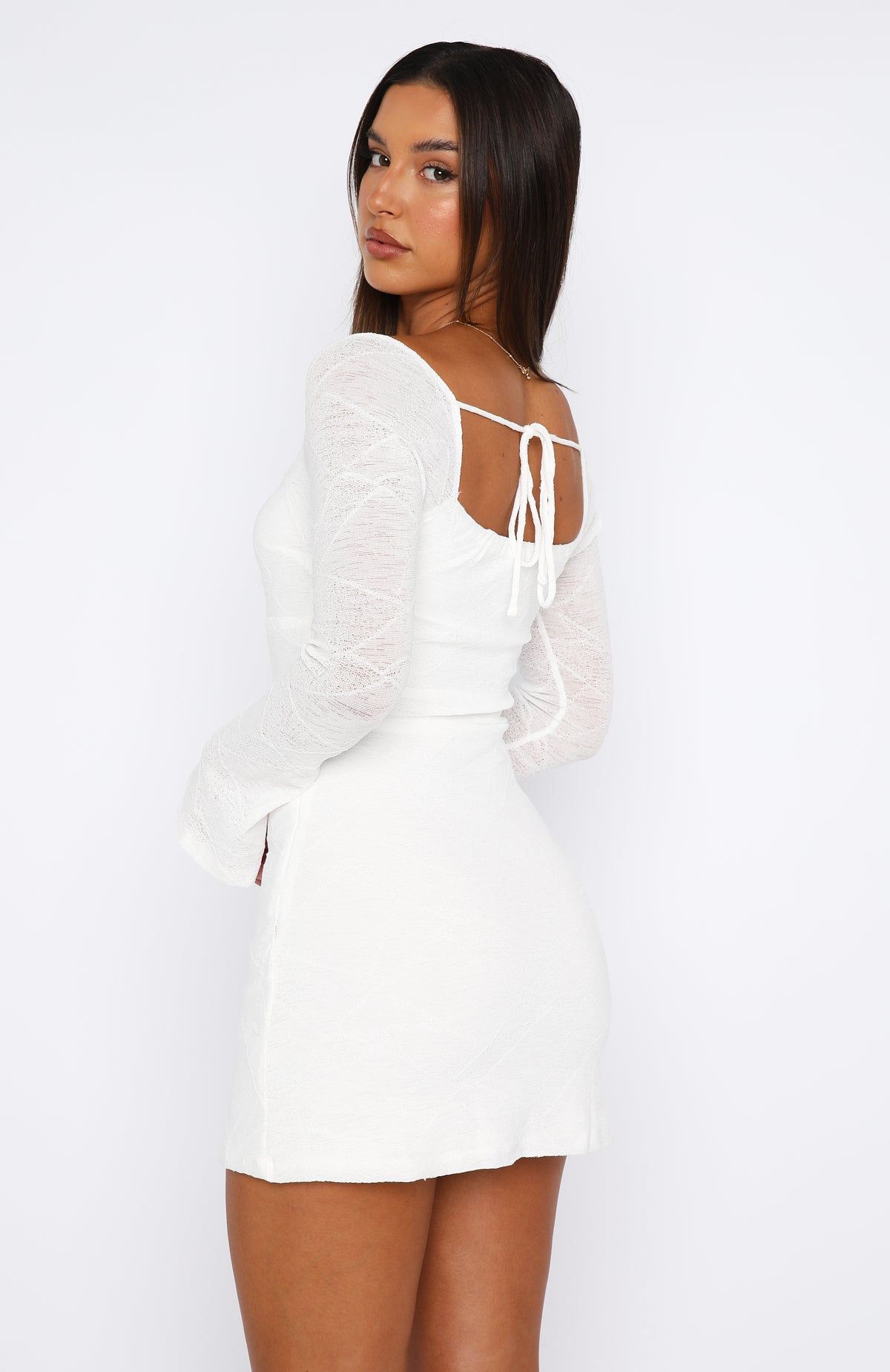 Just Grow Up Long Sleeve Mini Dress White sold by White Fox Boutique product image thumbnail 4