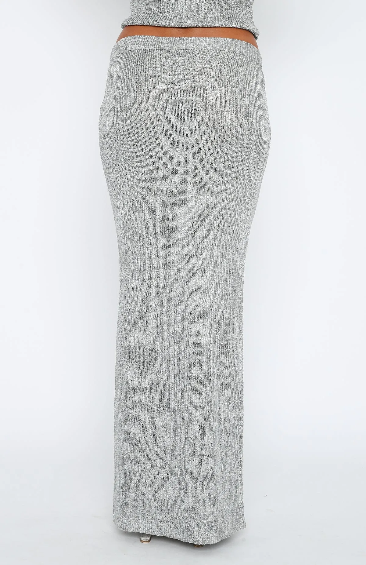 Star Shining Sequin Knit Maxi Skirt Grey sold by White Fox Boutique product image thumbnail 4