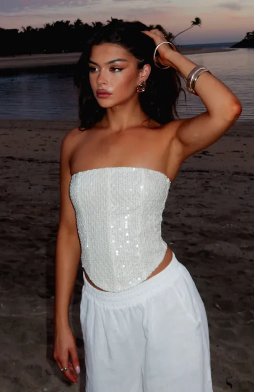 Dinner Date Bustier Cream sold by White Fox Boutique