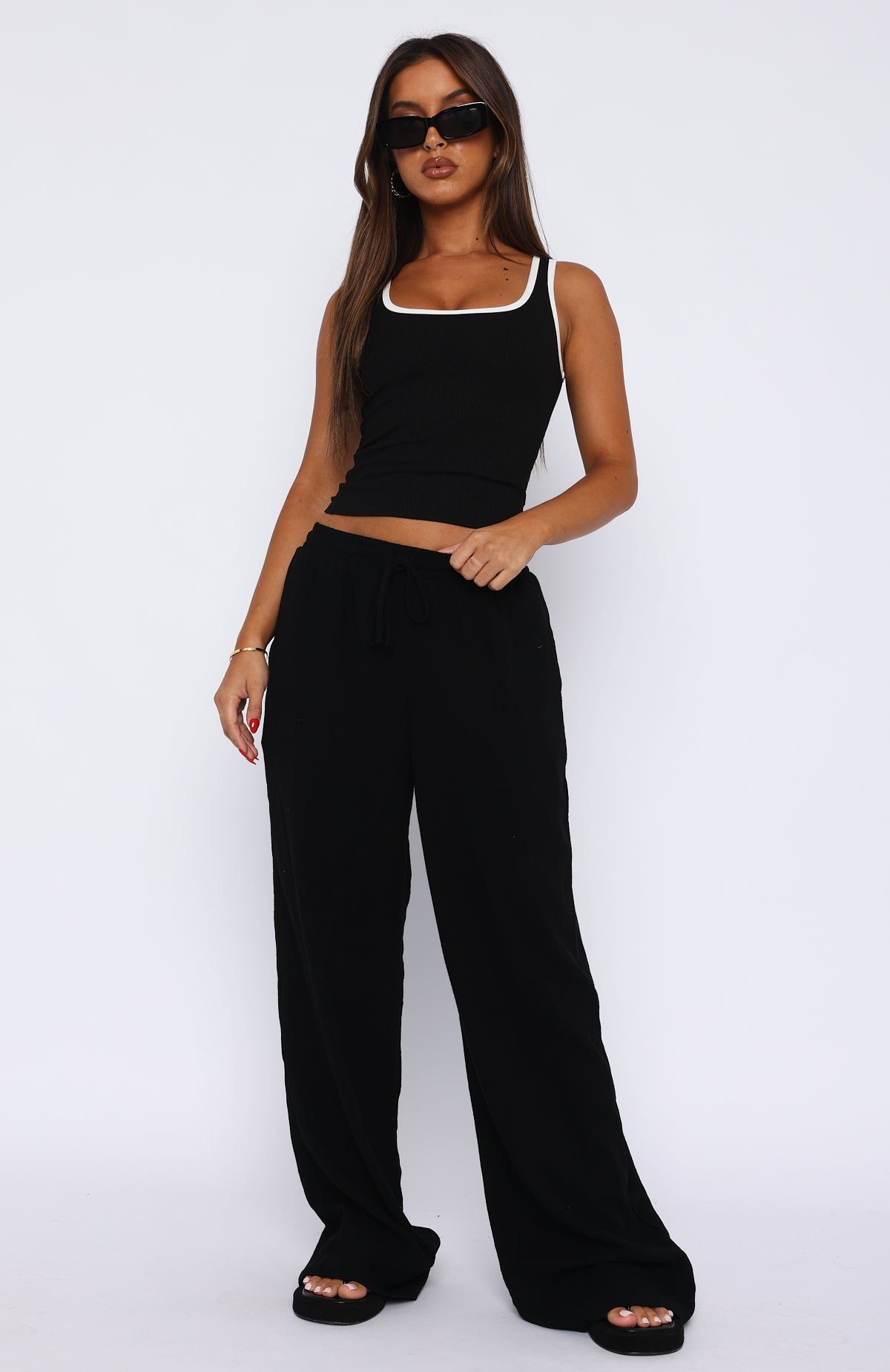 Styled To Perfection Linen Pants Black sold by White Fox Boutique product image thumbnail 2