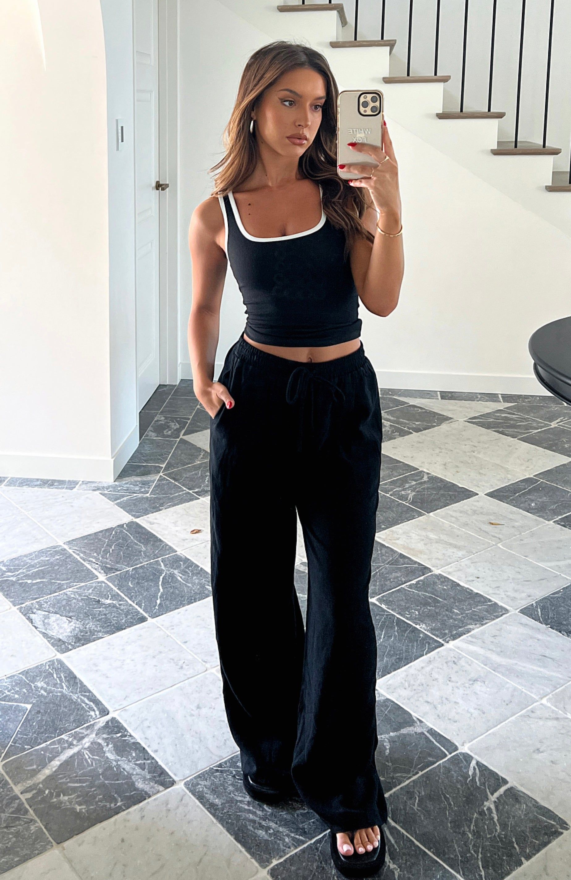 Styled To Perfection Linen Pants Black sold by White Fox Boutique