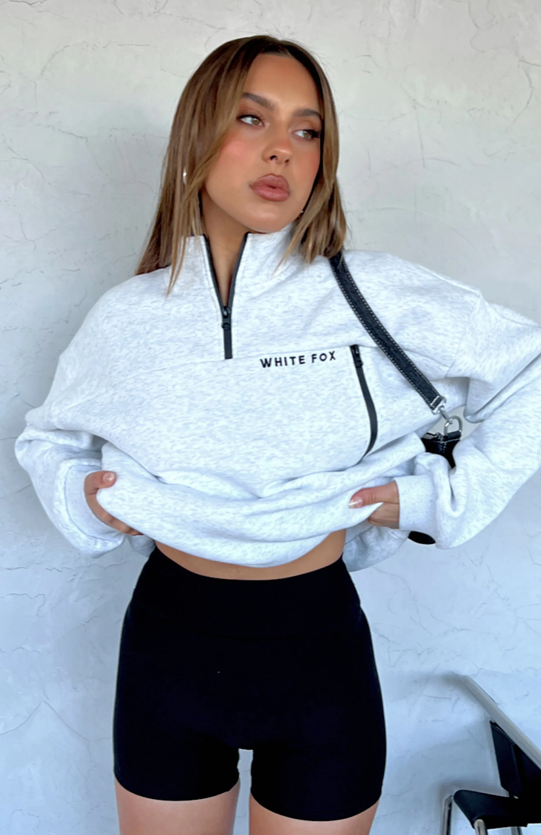 Where Did You Go Zip Front Sweater Grey Marle sold by White Fox Boutique