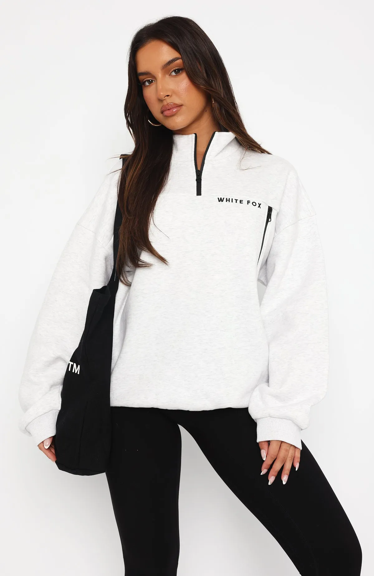 Where Did You Go Zip Front Sweater Grey Marle sold by White Fox Boutique product image thumbnail 2