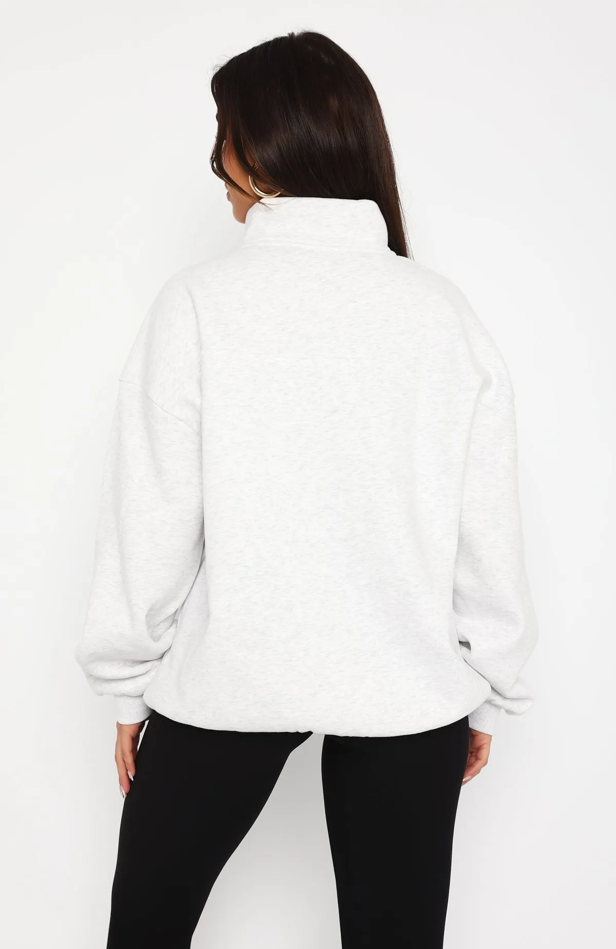 Where Did You Go Zip Front Sweater Grey Marle sold by White Fox Boutique product image thumbnail 4