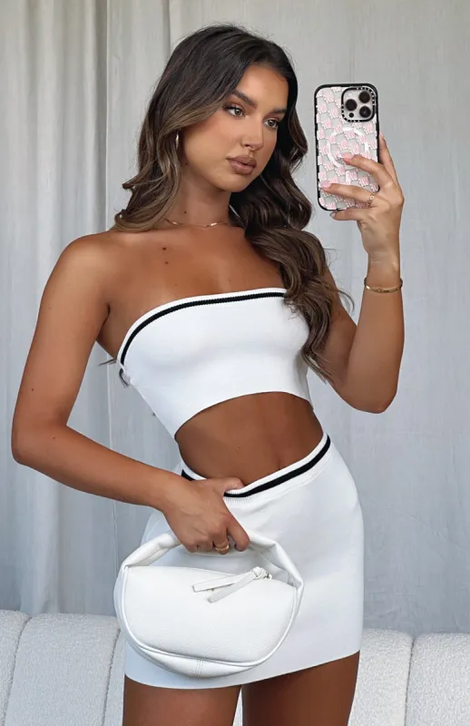 Thinking Out Loud Mini Skirt White sold by White Fox Boutique