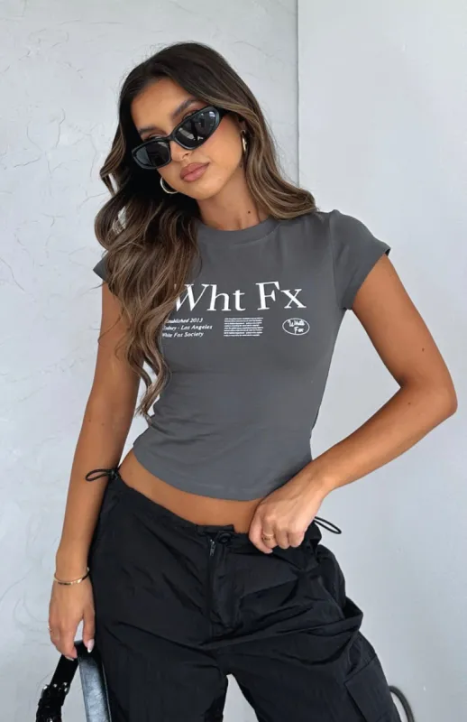 Read About It Baby Tee Charcoal sold by White Fox Boutique