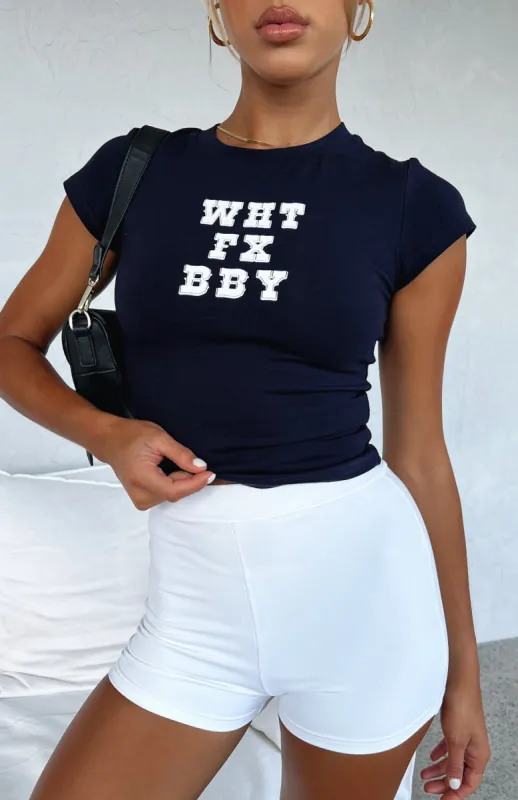 Mad About It Baby Tee Navy sold by White Fox Boutique