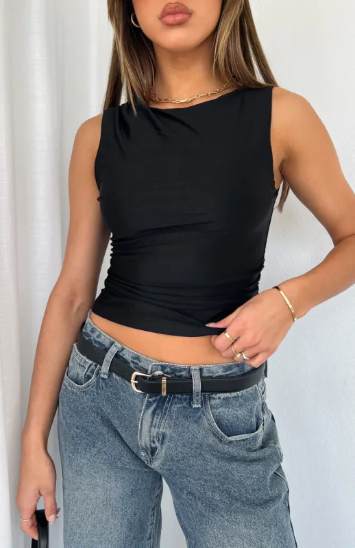 She's Not You Tank Top Black made by White Fox Boutique