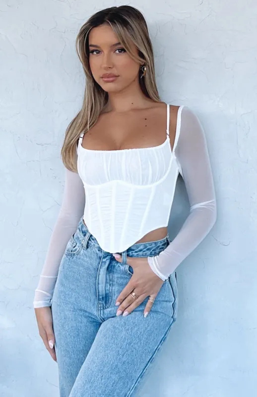 More Than Basic Long Sleeve Bustier White sold by White Fox Boutique