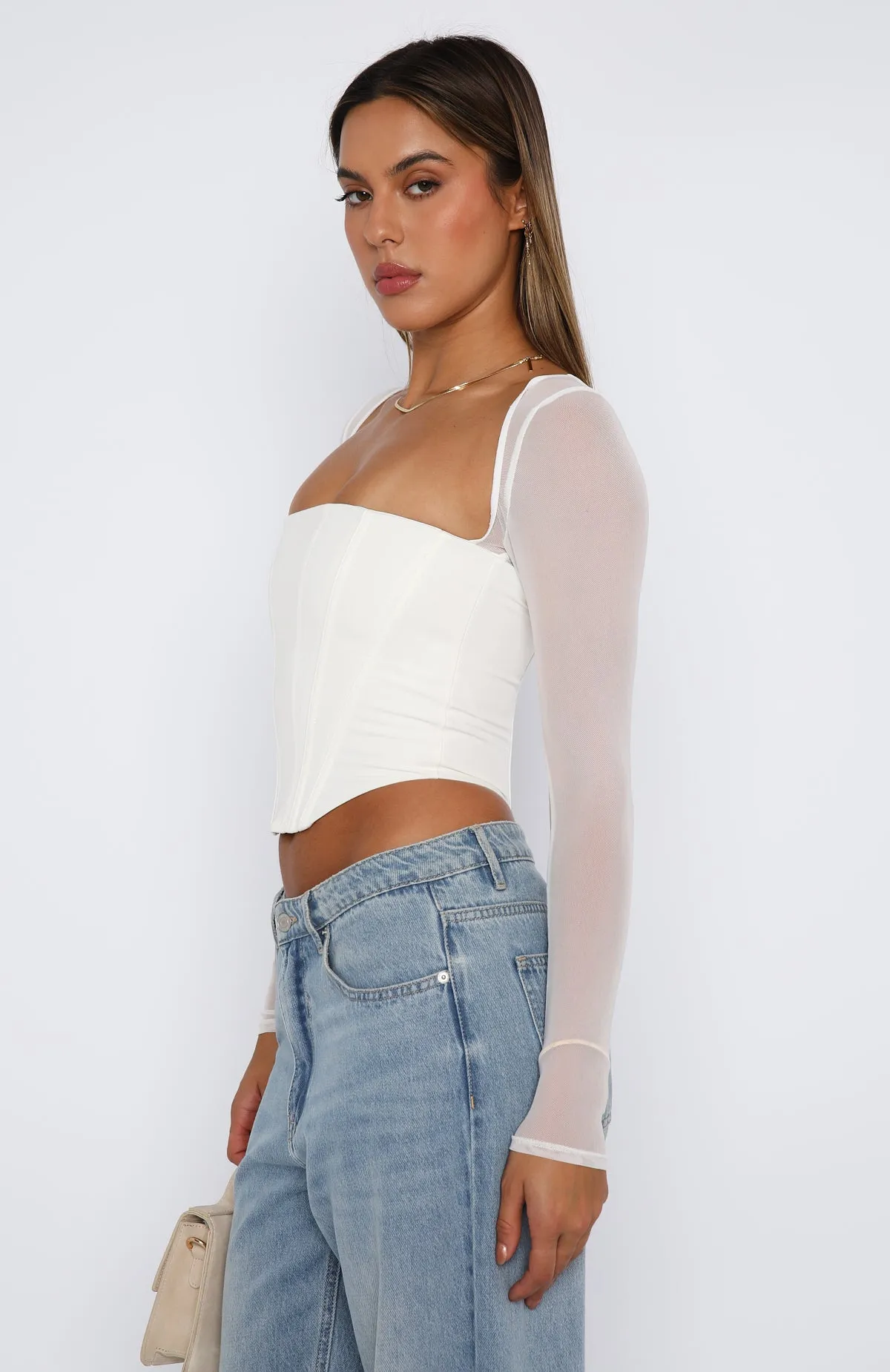 Notice Me Long Sleeve Bustier White sold by White Fox Boutique product image thumbnail 3