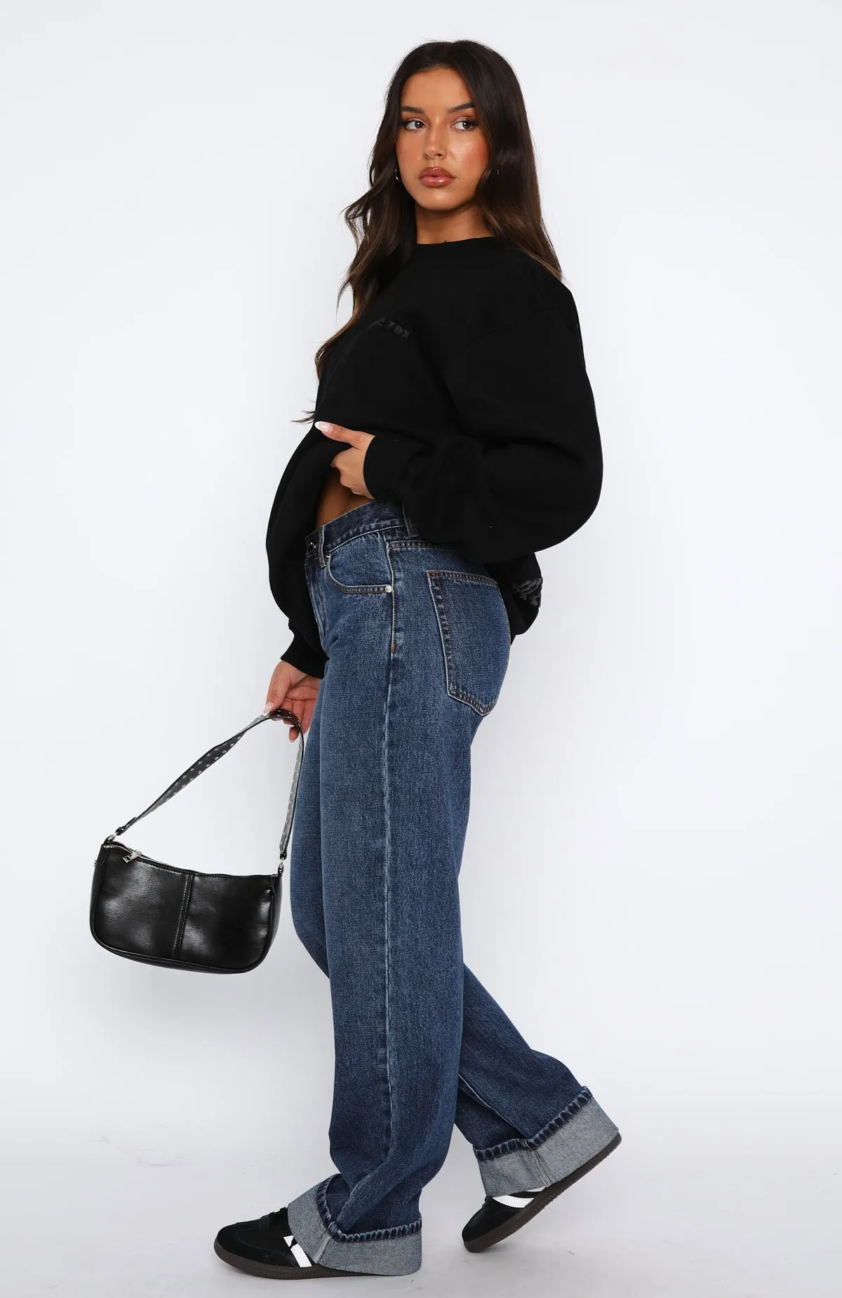 Always Be Yourself Low Rise Straight Leg Jeans True Blue Wash sold by White Fox Boutique product image thumbnail 3