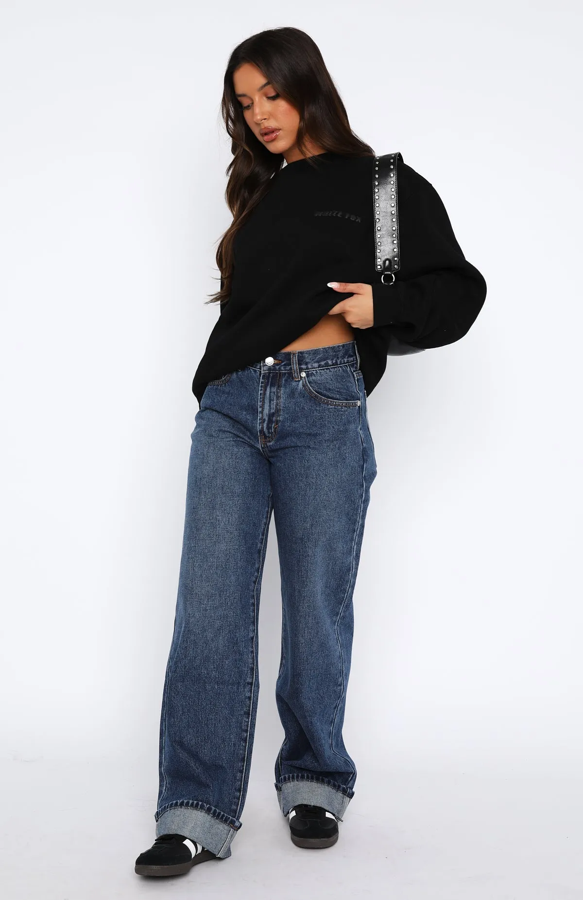 Always Be Yourself Low Rise Straight Leg Jeans True Blue Wash sold by White Fox Boutique product image thumbnail 2
