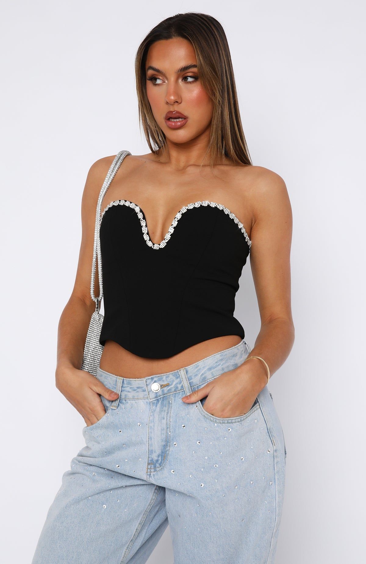 Curious Women Strapless Bustier Black sold by White Fox Boutique product image thumbnail 2