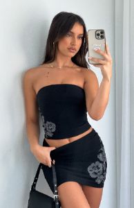 While We Wait Mini Skirt Black sold by White Fox Boutique