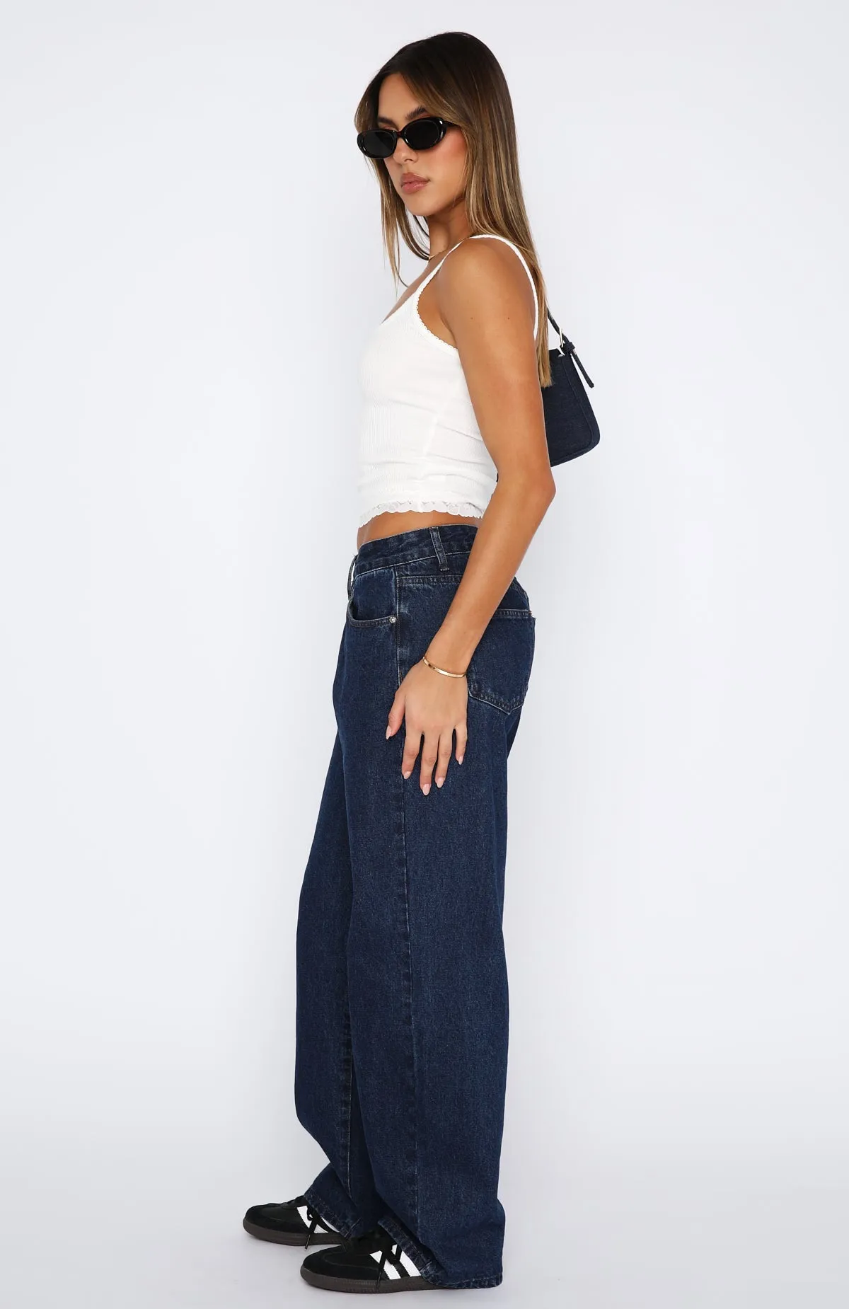 Bring The Style Low Rise Wide Leg Jeans Indigo Wash sold by White Fox Boutique product image thumbnail 3