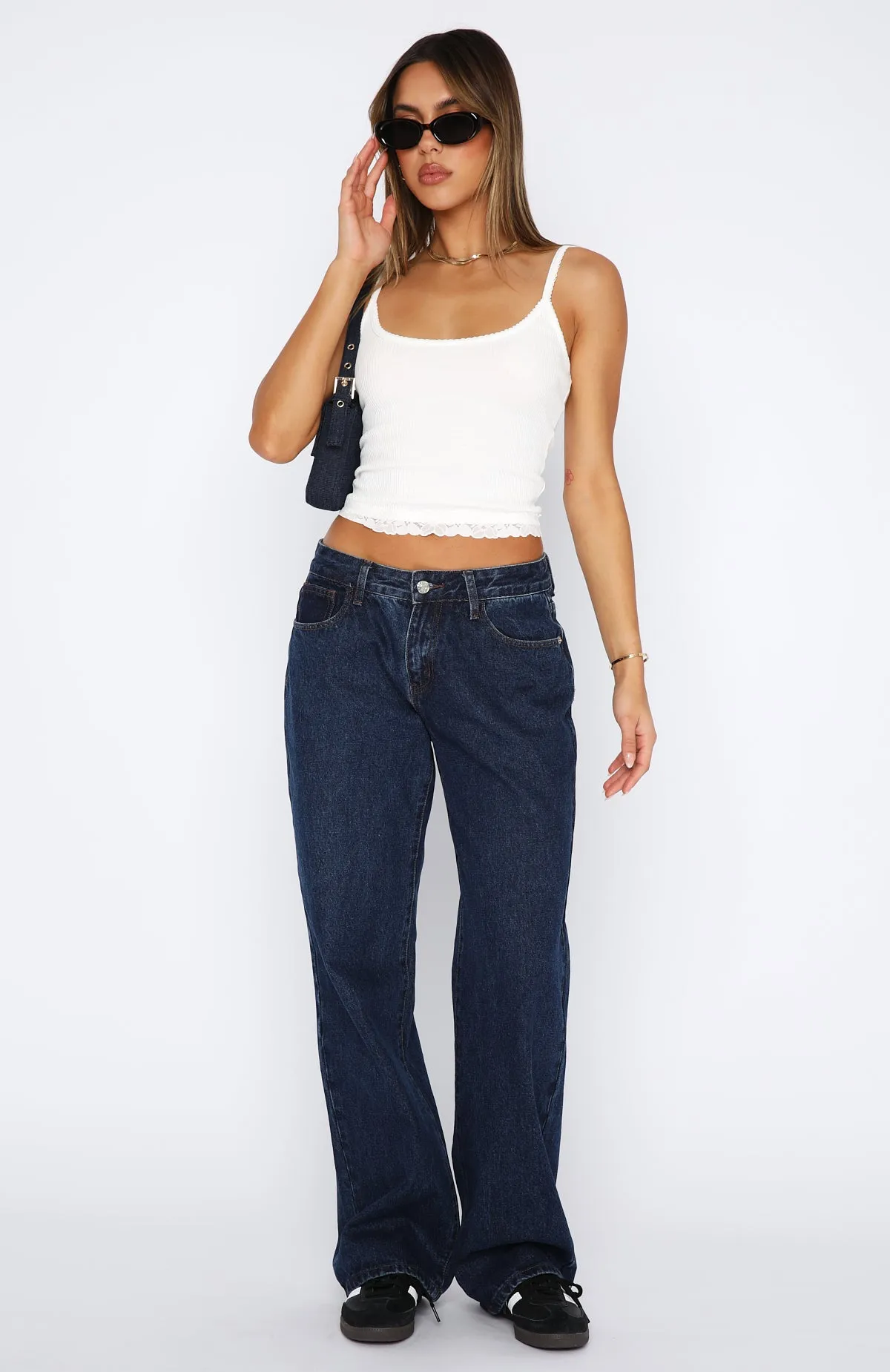 Bring The Style Low Rise Wide Leg Jeans Indigo Wash sold by White Fox Boutique product image thumbnail 2