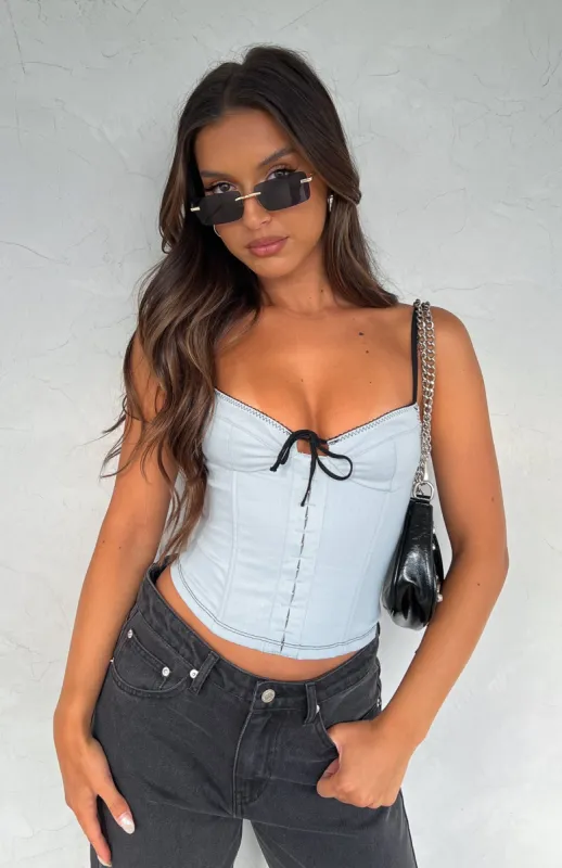 Man Down Bustier Sky Blue sold by White Fox Boutique