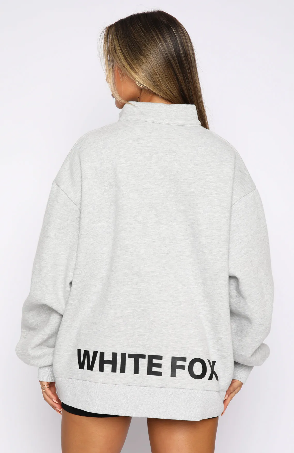 Caught Up With You Zip Front Sweater Grey Marle sold by White Fox Boutique product image thumbnail 4