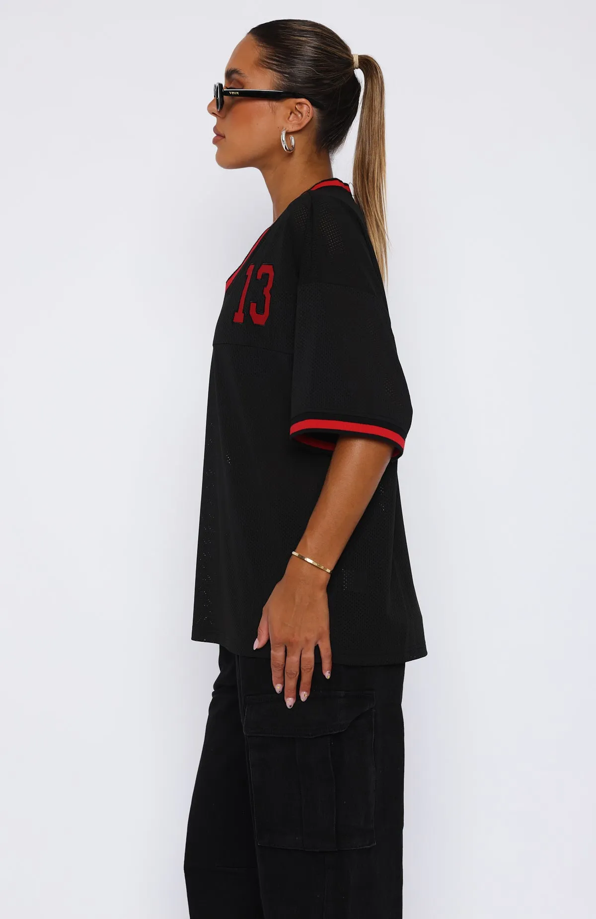 Moves To Make Oversized Sports Tee Black sold by White Fox Boutique product image thumbnail 3