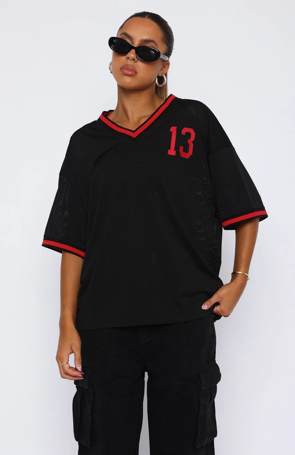 Moves To Make Oversized Sports Tee Black sold by White Fox Boutique product image thumbnail 2