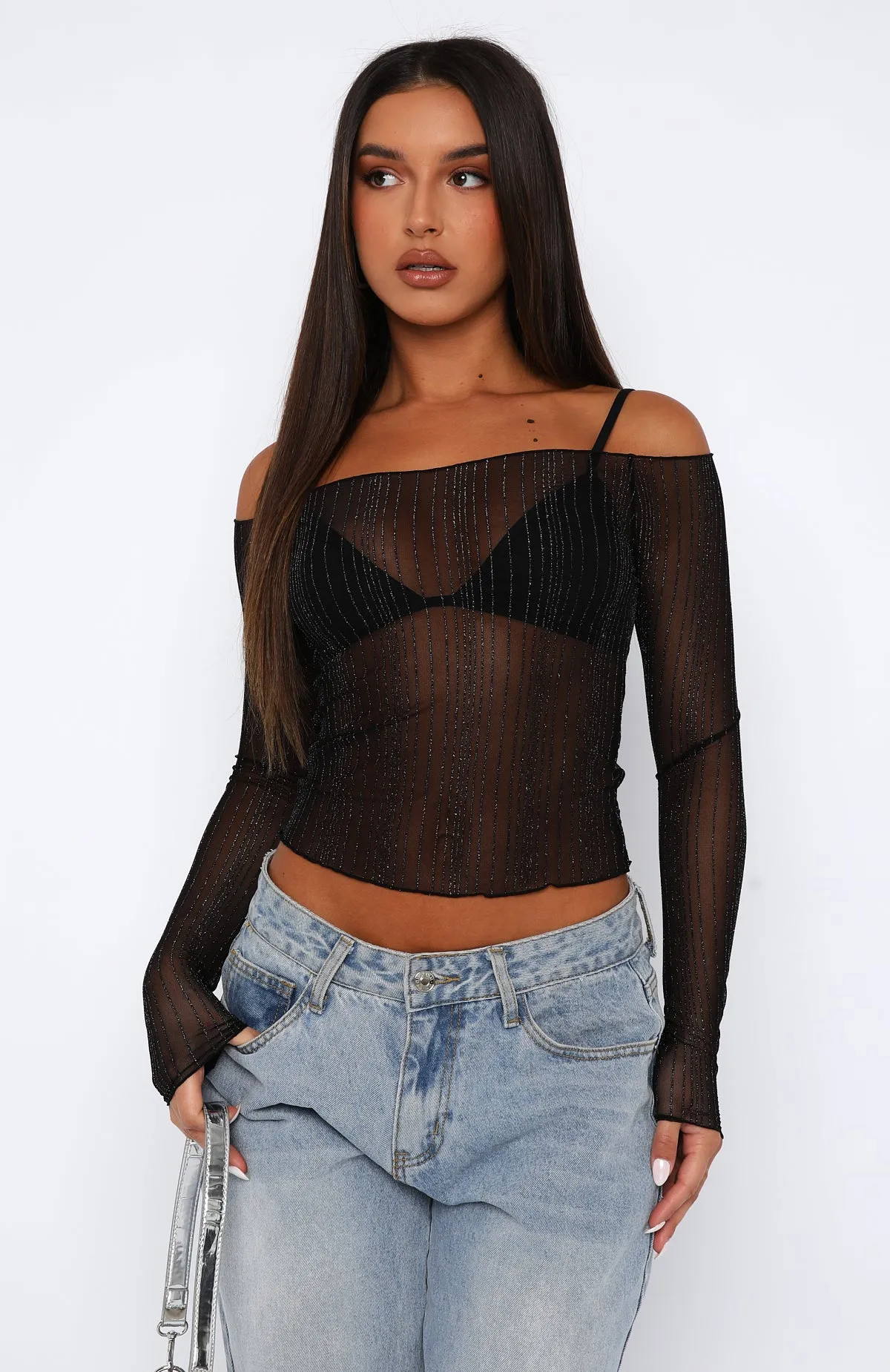 Nothing Was The Same Long Sleeve Crop Black sold by White Fox Boutique product image thumbnail 2