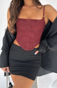 Out Of Luck Lace Bustier Wine sold by White Fox Boutique
