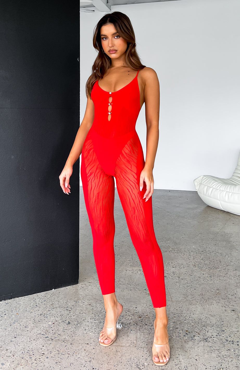 Mood Swings Jumpsuit Red sold by White Fox Boutique product image thumbnail 6