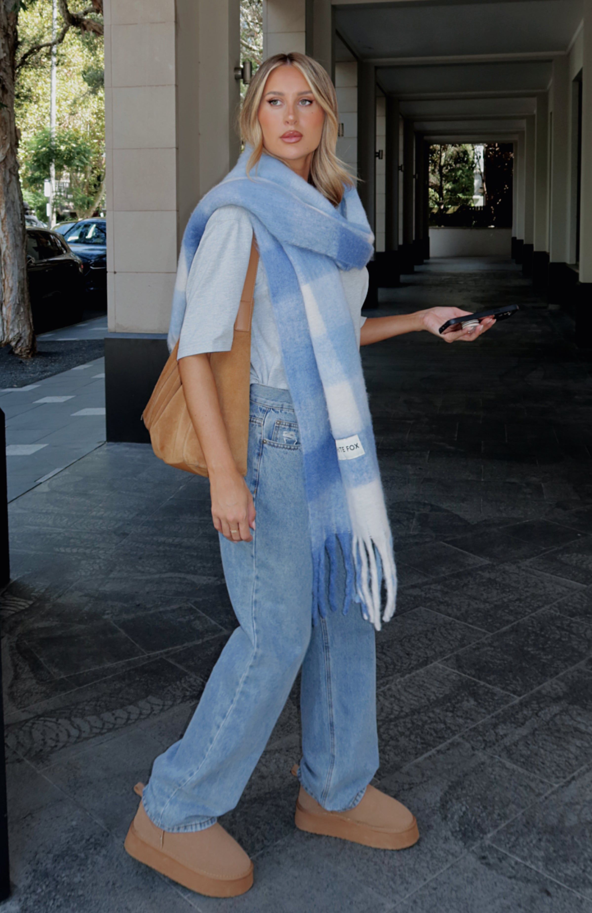 Aspen Oversized Scarf Baby Blue sold by White Fox Boutique product image thumbnail 5