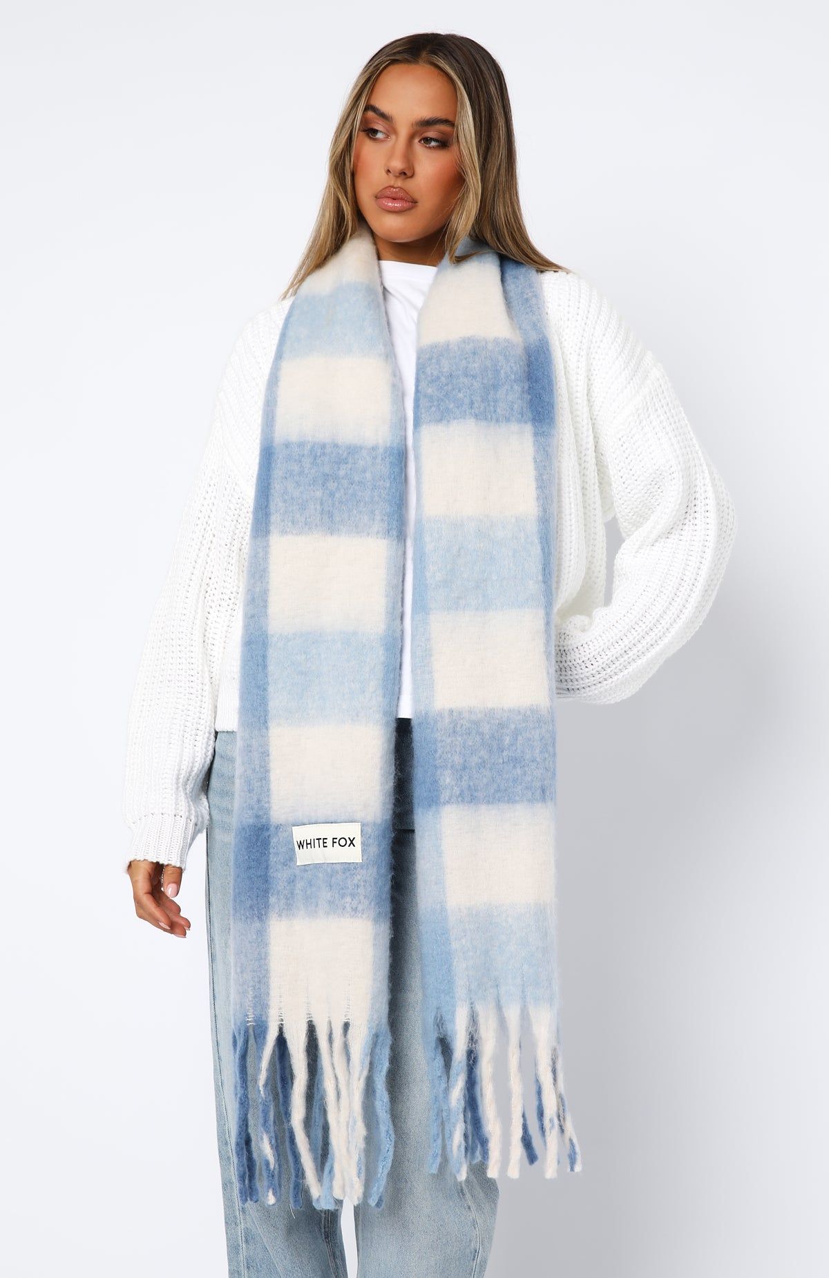 Aspen Oversized Scarf Baby Blue sold by White Fox Boutique product image thumbnail 4