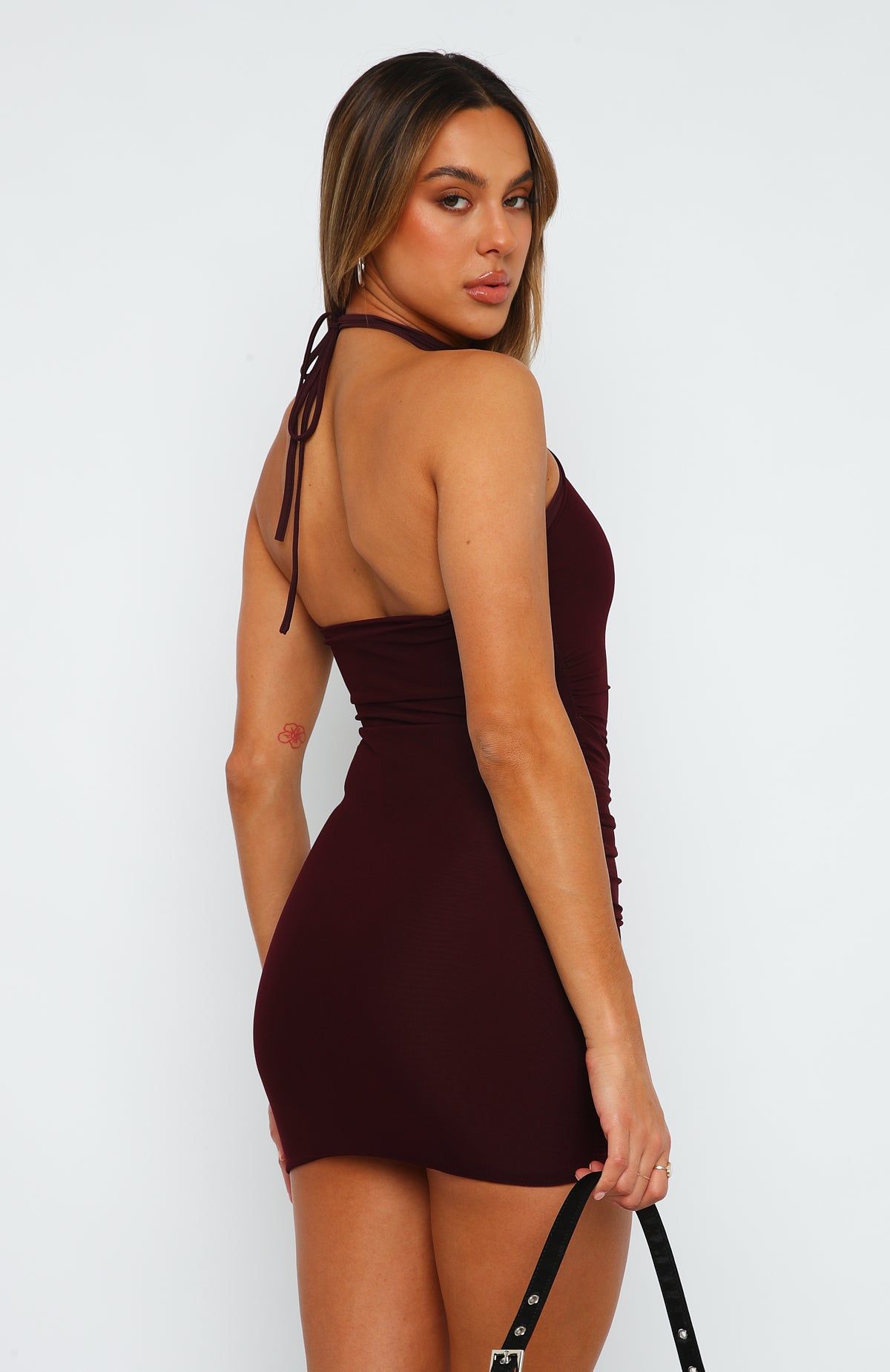 Long Nights Mini Dress Burgundy sold by White Fox Boutique product image thumbnail 4