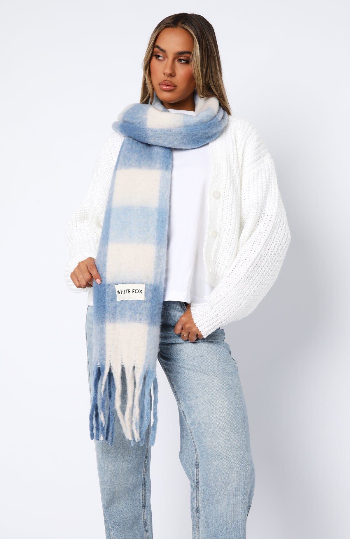 Aspen Oversized Scarf Baby Blue sold by White Fox Boutique product image thumbnail 2