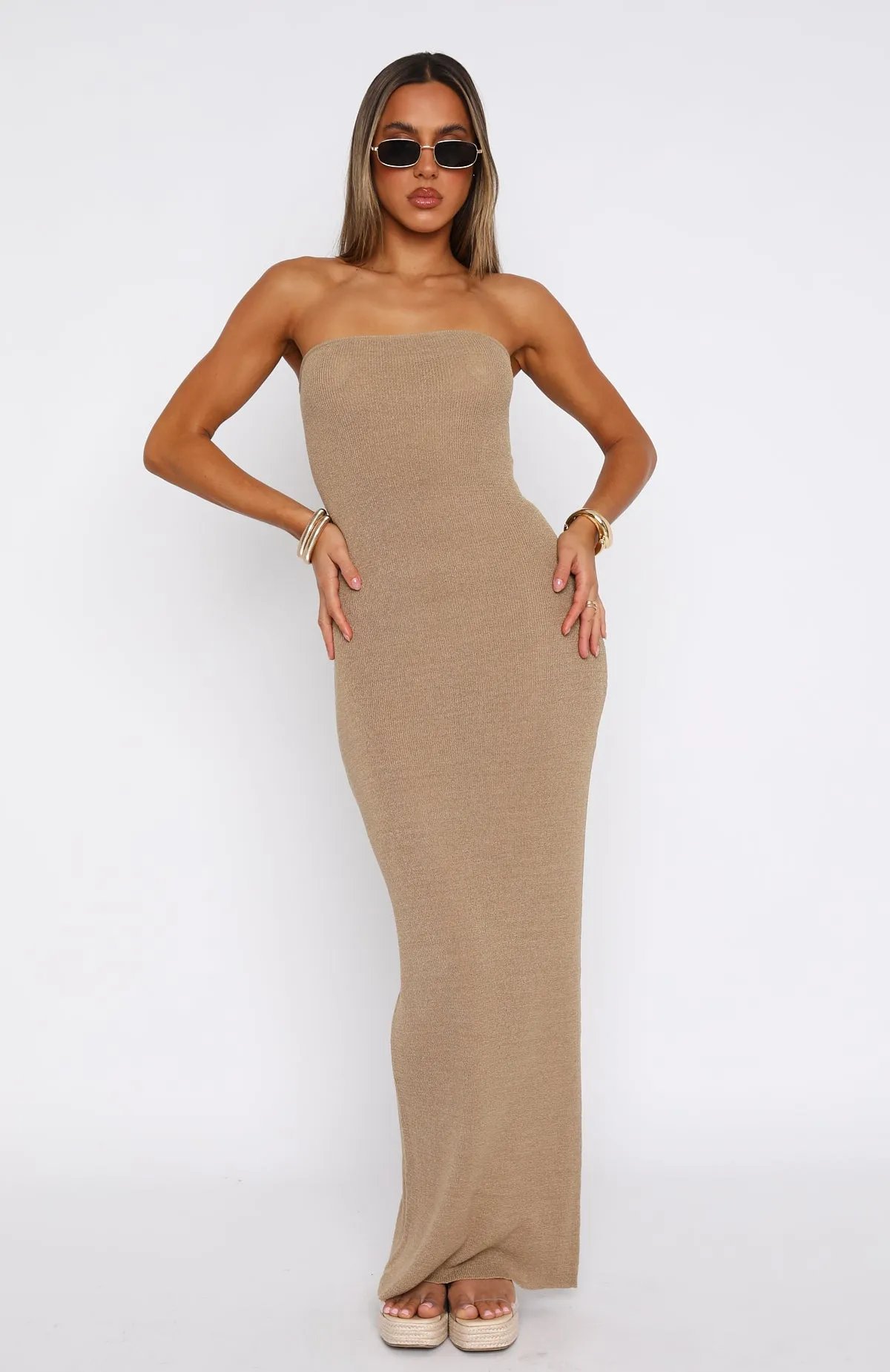 Get It Right Strapless Maxi Dress Dusty Olive sold by White Fox Boutique product image thumbnail 2