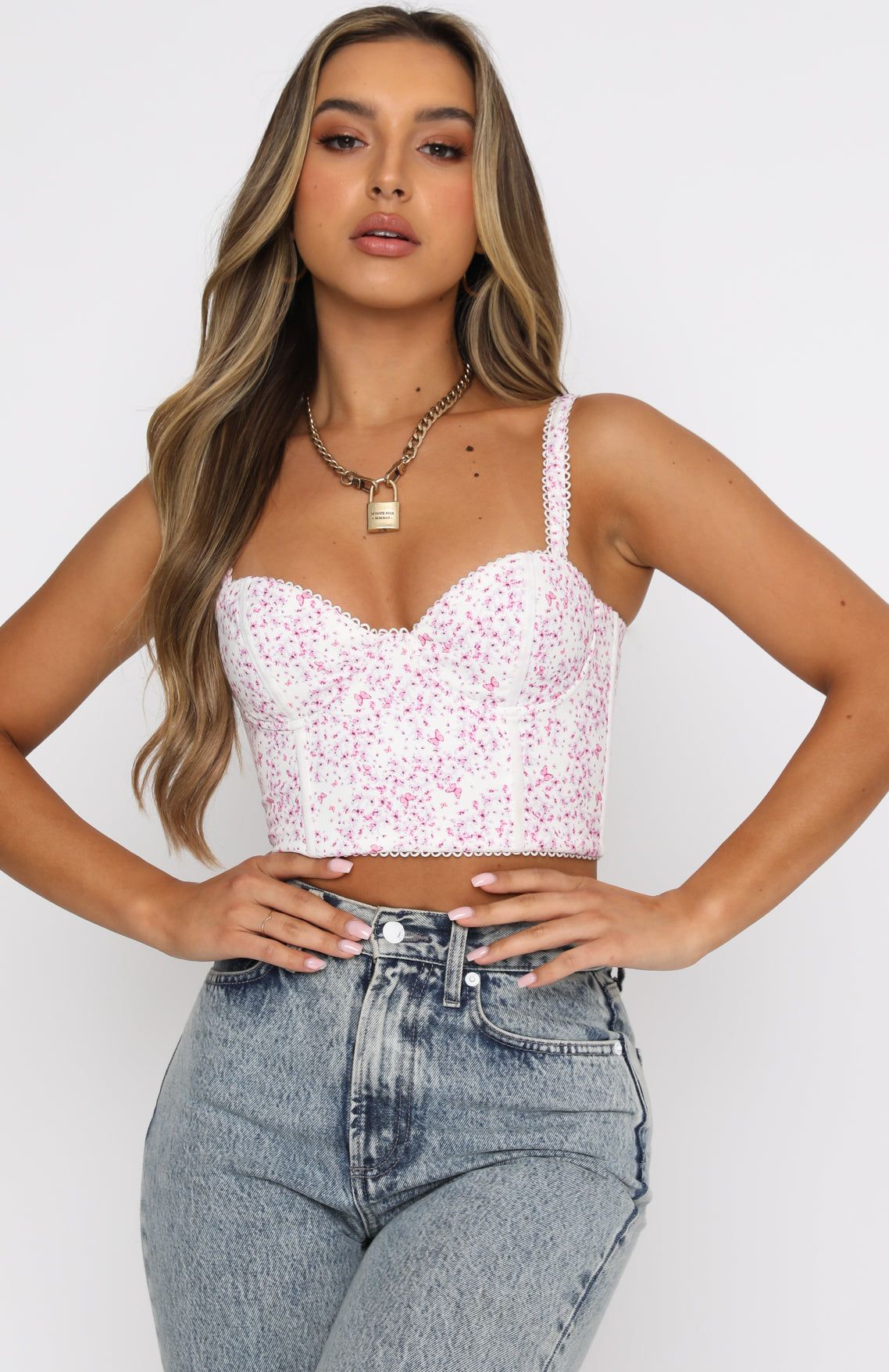 Weekend Love Bustier Pink Butterfly sold by White Fox Boutique product image thumbnail 2