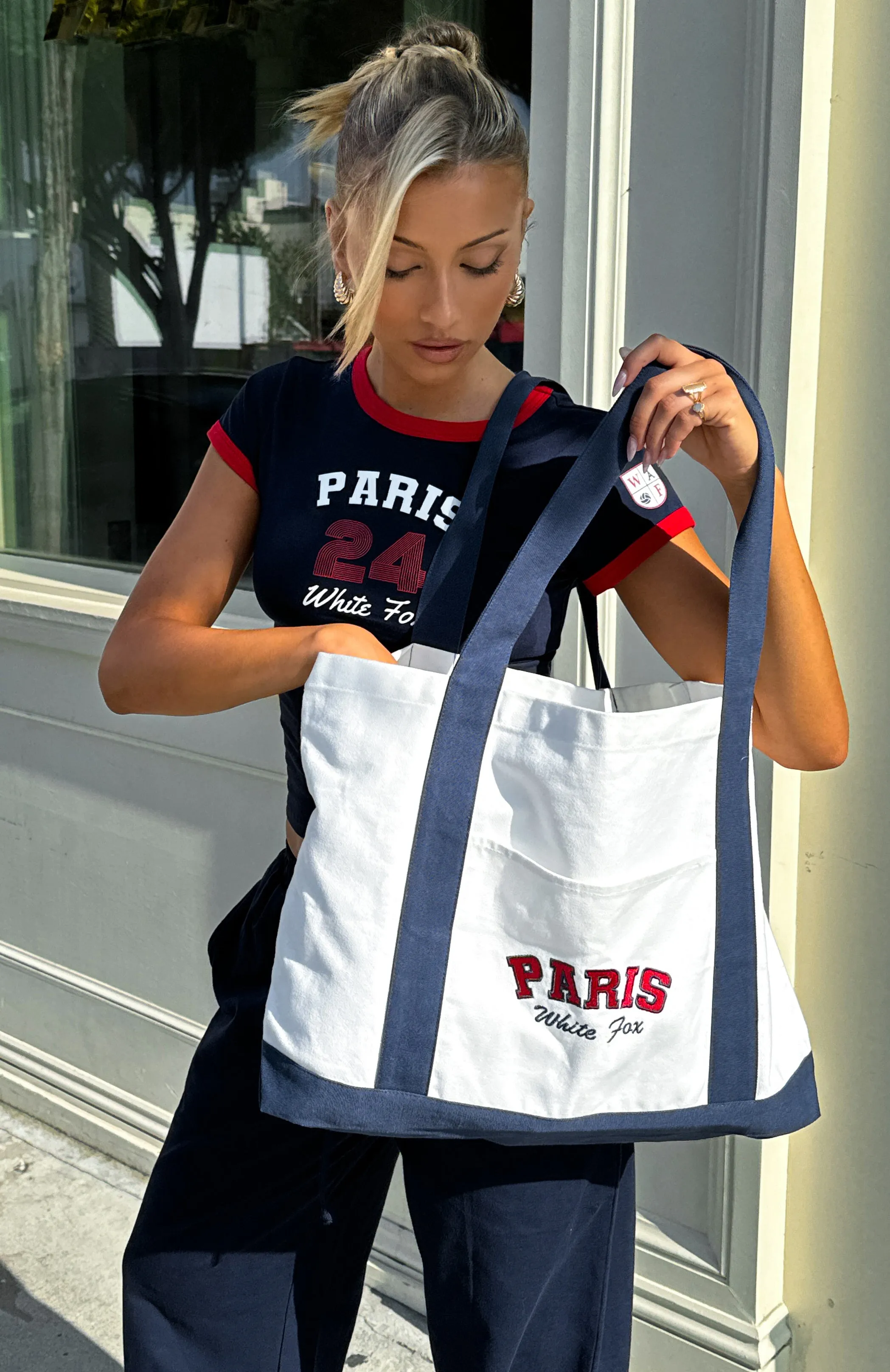 Team Paris Tote Bag Off White sold by White Fox Boutique