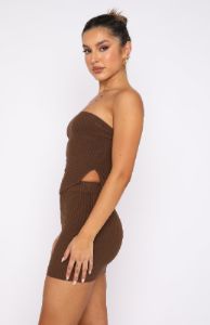 Fair And Square Knitted Bustier Chocolate sold by White Fox Boutique