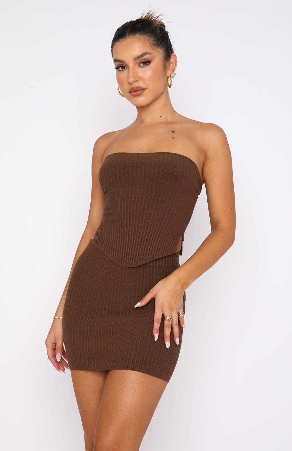 Fair And Square Knitted Bustier Chocolate sold by White Fox Boutique product image thumbnail 2