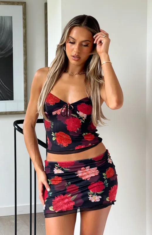 Are You Entertained Mini Skirt Sunset Bloom sold by White Fox Boutique