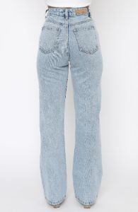 Unbothered High Rise Straight Leg Jeans Washed Blue Print sold by White Fox Boutique