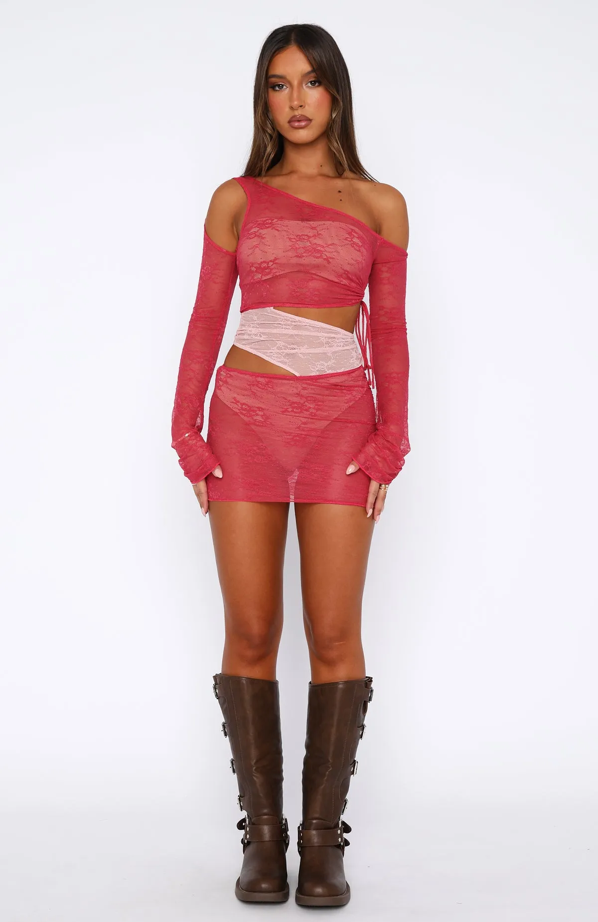 No One Else Lace Mini Dress Pink sold by White Fox Boutique product image thumbnail 5