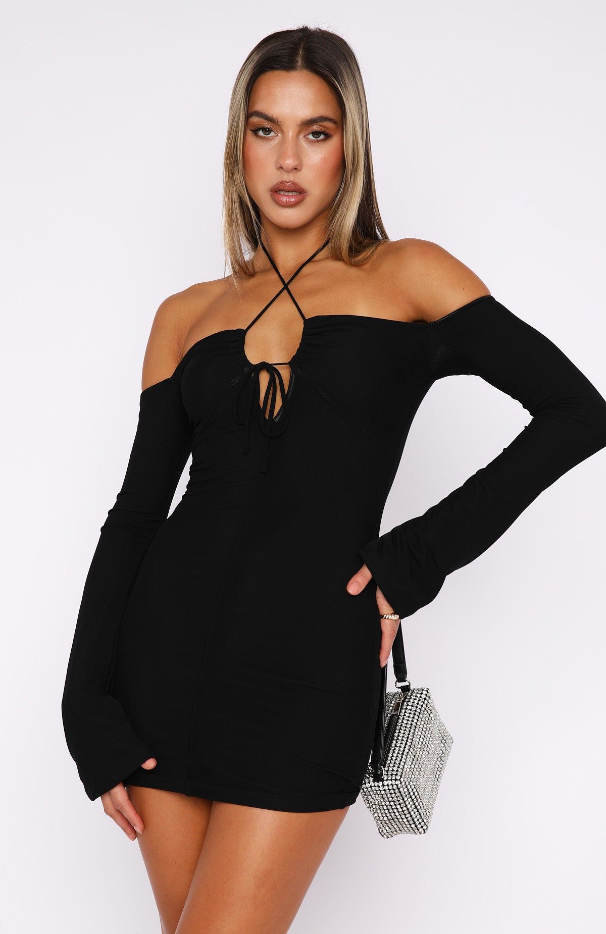 Rock That Body Long Sleeve Mini Dress Black sold by White Fox Boutique product image thumbnail 2