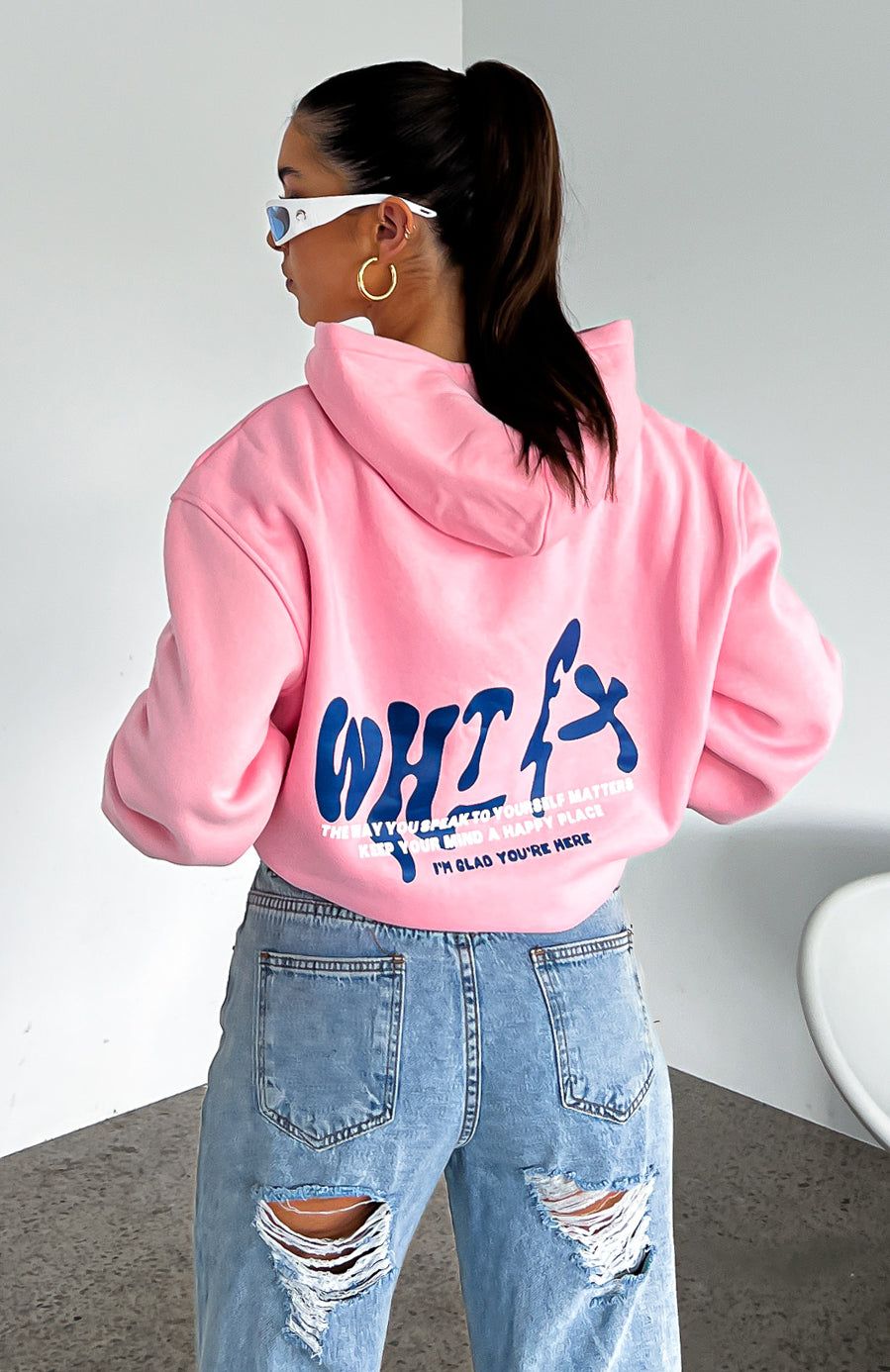 Happy Place Hoodie Pink sold by White Fox Boutique