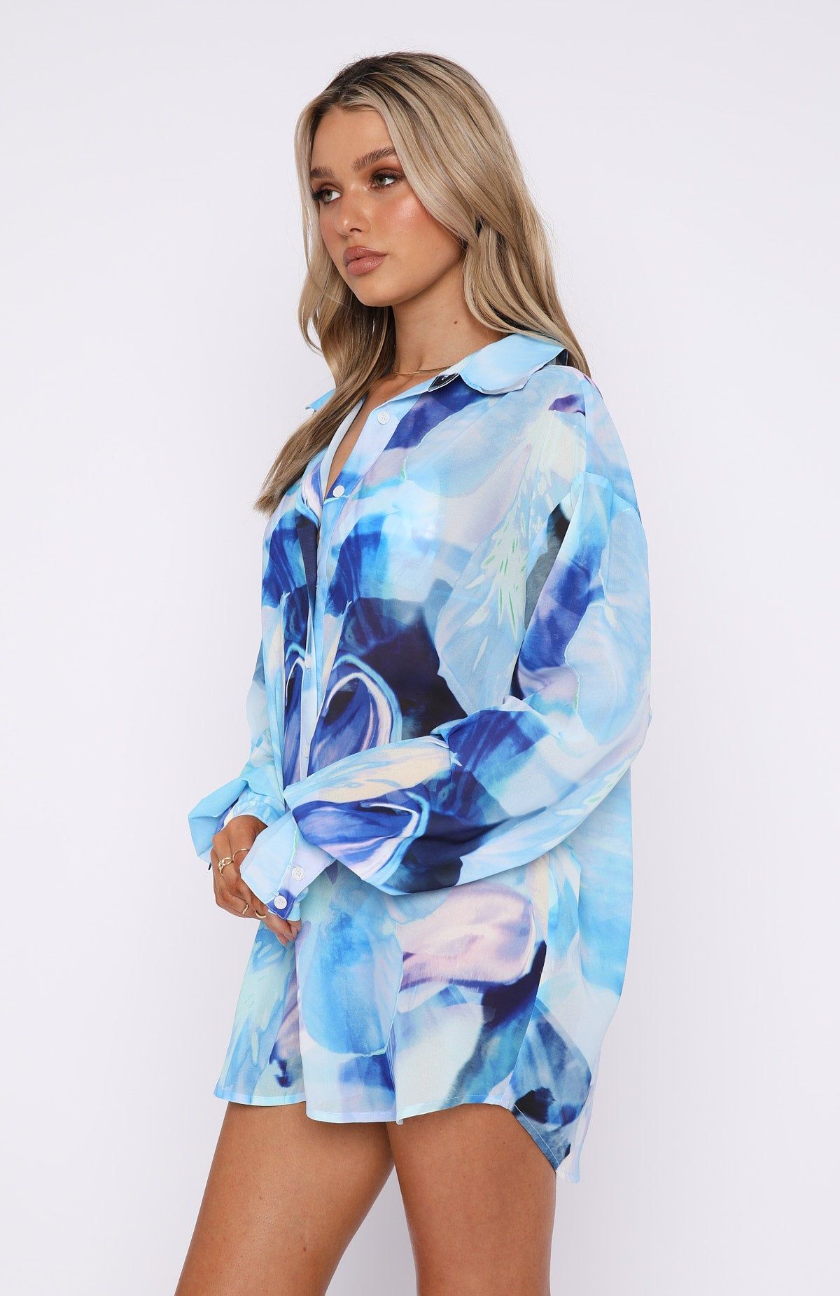 Here It Goes Oversized Shirt Blue Haze sold by White Fox Boutique product image thumbnail 4