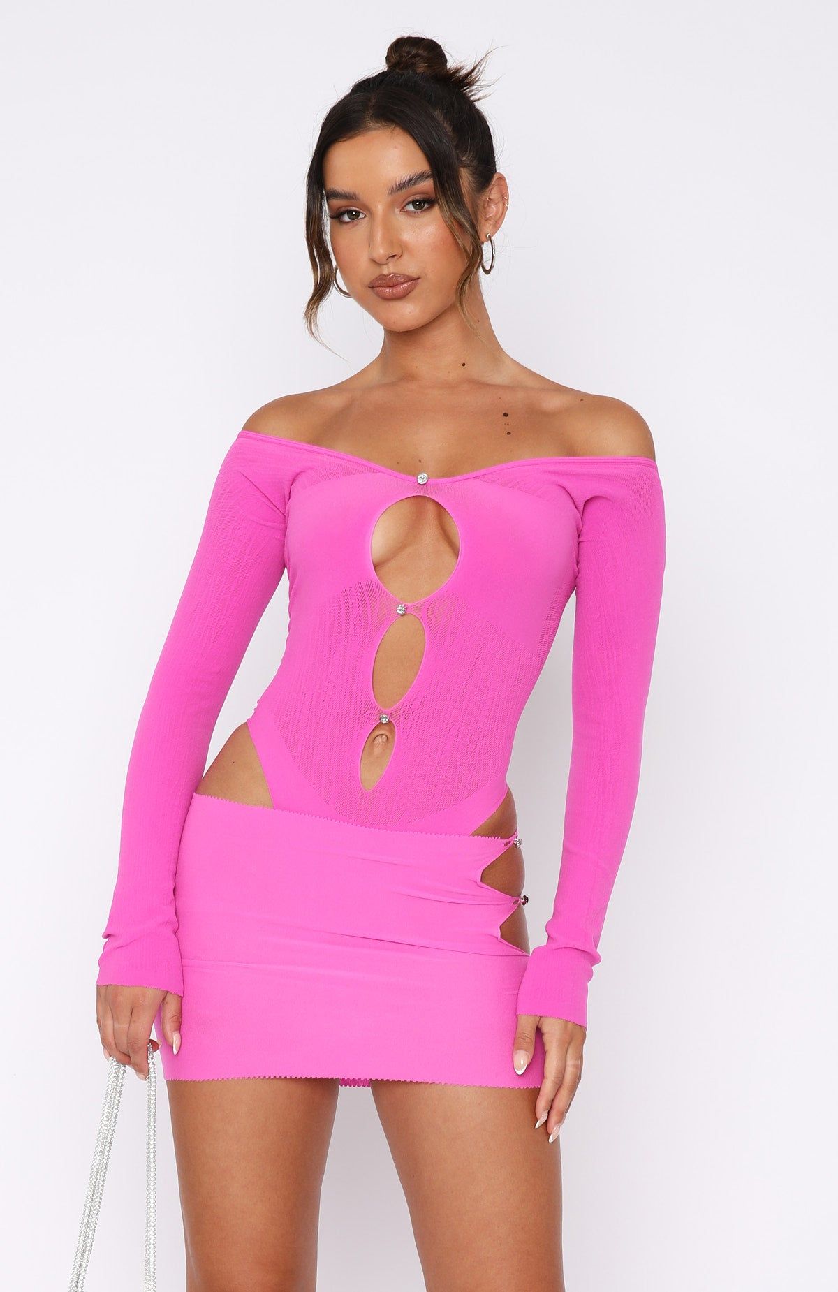 None Of Your Concern Bodysuit Hot Pink sold by White Fox Boutique product image thumbnail 4